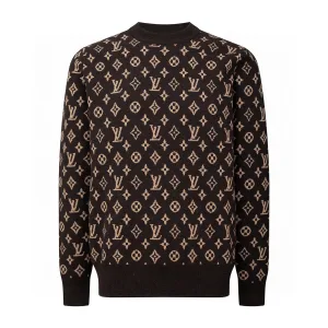 Super Clone Designer Louis Vuitton Sweater Brown Wool Jacquard