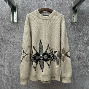 Reps Louis Vuitton Long-Sleeved Red Wool Jacquard Winter