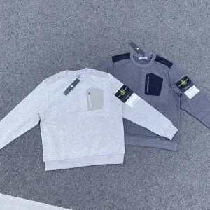 Reps High Quality Stone Island Hoodie Red Polyester Fleece Ribbed Fabric Street Style Autumn