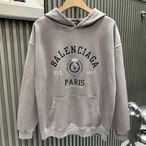 Super Clone Designer Balenciaga Hoodie Ash Cotton Pure Adhesive Designer Style Spring Autumn Cracking Treatment