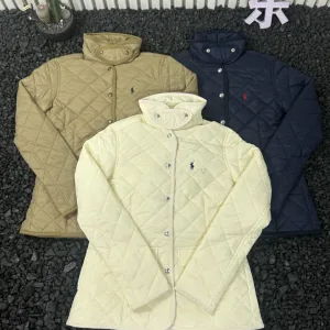 High Quality Ralph Lauren Outerwear Red Silk Nylon Autumn Winter Embroidery