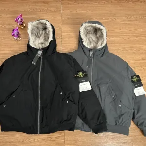 Super Clone Designer Stone Island Cotton-Padded Coat Red Cotton Down Polyester Ribbed Fabric Exquisite Workmanship Street Style Winter Early