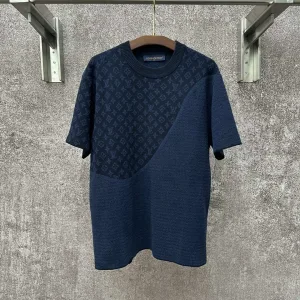 Super Clone Louis Vuitton Short Sleeves Blue Velvet Relaxed Fit Spring Summer