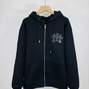 High Quality Chrome Hearts Outerwear Ash Silk Fleece Autumn Winter Embroidery
