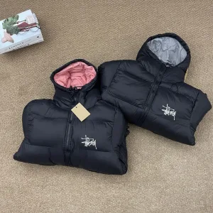 AAA Super Clone Stussy Jeans Red Feather Duck Down Nylon Mesh Adjustable Drawstring Light Outdoor Autumn Embroidery