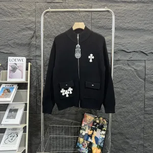 Super Clone Chrome Hearts Coat Red Cotton Pure Street Style Understated Luxury Embroidery