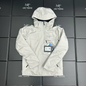 Designer Arcteryx Jackets Red Gore-Tex Down Mesh 3D Logo Zippered Pocket