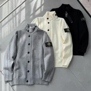 Reps Stone Island Sweater Red Cotton Silk Wool Blend Silky Smooth Embroidery