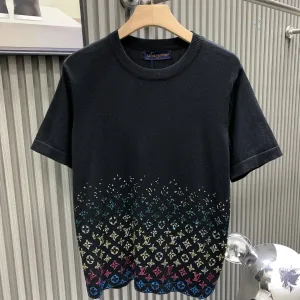 AAA Louis Vuitton Short-Sleeved Shirts Cotton Wool Jacquard Clean Lines Embroidery