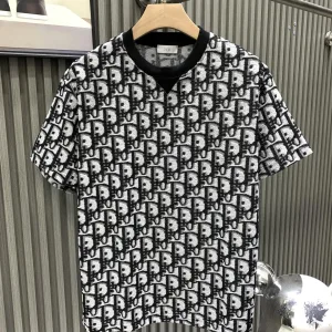 AAA Super Clone Dior Short-Sleeved Shirt Red Eva Cotton Pure Plain Weave Jacquard