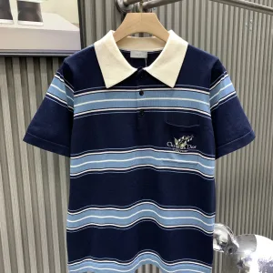 Reps Dior Short Sleeves Red Wool Embroidery