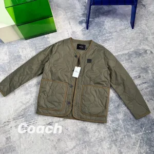 Designer Coach Outerwear Green Cotton Thin Down Street Style Winter Early