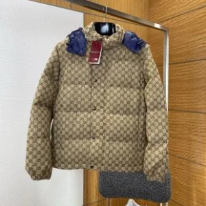 Luxury Reps Gucci Down Jacket Red Nylon Jacquard Understated Luxury Pattern