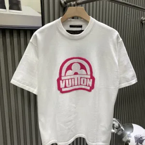 AAA Designer Louis Vuitton Short-Sleeved T-Shirt Pink Cotton Pure Jacquard Ribbed Fabric Simple And Elegant Spring Summer