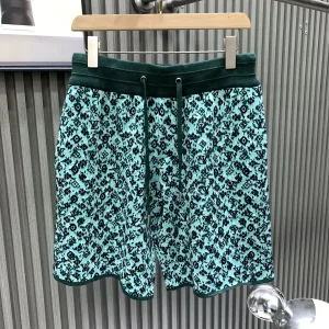 Super Clone Designer Louis Vuitton Shorts Green Spring Summer Early Embroidery