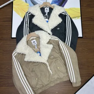 AAA Adidas Cotton-Padded Coat Red Cotton Wool Lambswool Suede