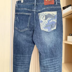 High Quality Luxury Louis Vuitton Jeans Red Denim Slim Fit Patch