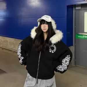 Reps Luxury Chrome Hearts Coat Black Fleece Winter