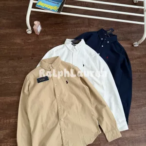 AAA High Quality Ralph Lauren Long Sleeves Ash Cotton Pure Oxford Cloth