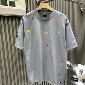 AAA High Quality Balenciaga Short Sleeves Red Cotton Pure Plain Weave Patch