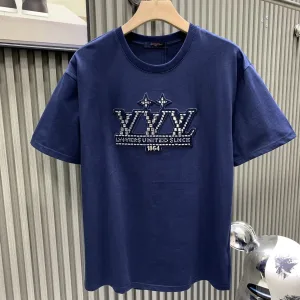 High Quality Louis Vuitton Short Sleeves Color Cotton Pure Combed Adhesive Plain Weave