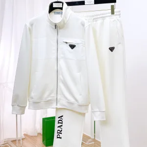High Quality Reps Prada Casual Trousers White Jacquard Embroidery Patch