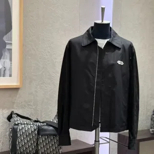 High Quality Super Clone Dior Outerwear Black Sheepskin Suede Woven Fabric