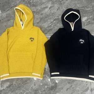 Designer Stussy Sweater Yellow Cotton Pure Cashmere Exquisite Tailoring Winter