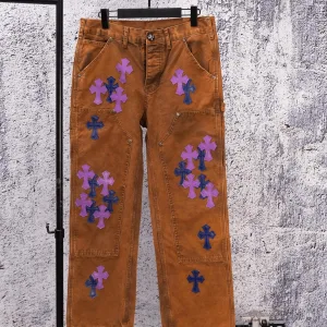 Reps High Quality Chrome Hearts Jeans Red Denim Street Style Sophistication Slim Fit