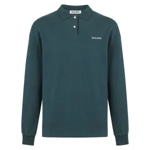Designer Miu Polo Shirt Ash Cotton Piqu Embroidery