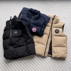 Luxury Canada Goose Vest Red Duck Down Nylon Suede Spring Autumn Winter Zippered Pocket