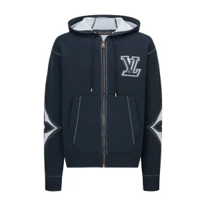 AAA Louis Vuitton Cardigan Blue Cotton Pure Jacquard Pattern Embroidery