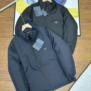 High Quality Prada Coat Blue Eva Duck Down Nylon Daily Commute Metal Logo Side Pockets