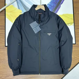 Super Clone Reps Prada Coat Blue Duck Down Nylon Daily Commute Metal Logo Side Pockets