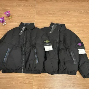 Super Clone Reps Stone Island Down Jacket Red Cotton Wool Polyester High-Density Fabric Exquisite Workmanship Street Style Embroidery