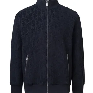 High Quality AAA Dior Coat Black Fleece Jacquard Embroidery Patch Patchwork