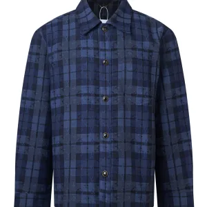 Designer Luxury Louis Vuitton Shirt Blue Jacquard Ribbed Fabric Denim