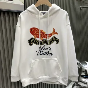 AAA Louis Vuitton Hoodie Ash Cotton Velvet Relaxed Fit Minimalist Style Spring Summer