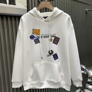 Luxury Louis Vuitton Hoodie Silver Cotton Fleece Winter