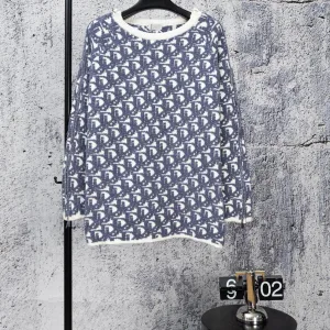 AAA High Quality Dior Long-Sleeved Shirts Red Wool Blend Jacquard Relaxed Fit Pattern