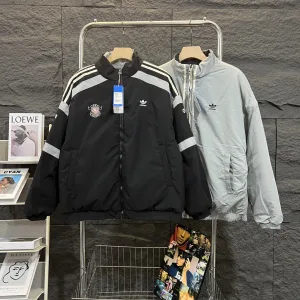 Super Clone Adidas Cotton-Padded Coat Blue Cotton Double-Sided Polyester Fiber Autumn Winter And