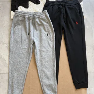 Reps Super Clone Ralph Lauren Long Pants Black Cotton Combed Fleece All-Day Comfort Autumn Winter And Even Stitching Embroidery