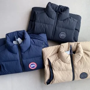 Super Clone Canada Goose Vest Red Duck Down Nylon Suede Lace Spring Autumn Winter Zippered Pocket