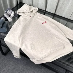 High Quality Super Clone Fila Hoodie Red Fleece Winter Embroidery