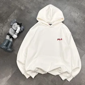 Super Clone Fila Hoodie Red Fleece Winter Embroidery