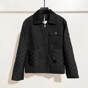 Reps Luxury Louis Vuitton Coat Black Cotton Ribbed Fabric