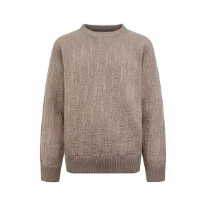 Luxury Dior Sweater Ash Cotton Wool Jacquard Pattern