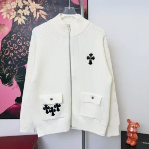 High Quality Designer Chrome Hearts Coat Red Wool Autumn Winter