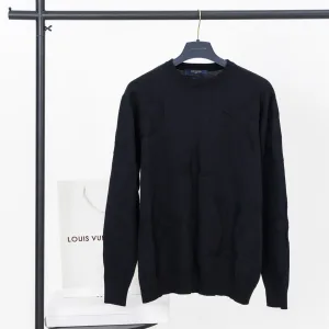 Designer Louis Vuitton Sweater Black Cotton Pure Jacquard Sophistication
