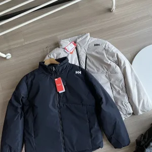 High Quality Helly Hansen Coat Red Goose Down Zippered Pocket Windproof Cuffs